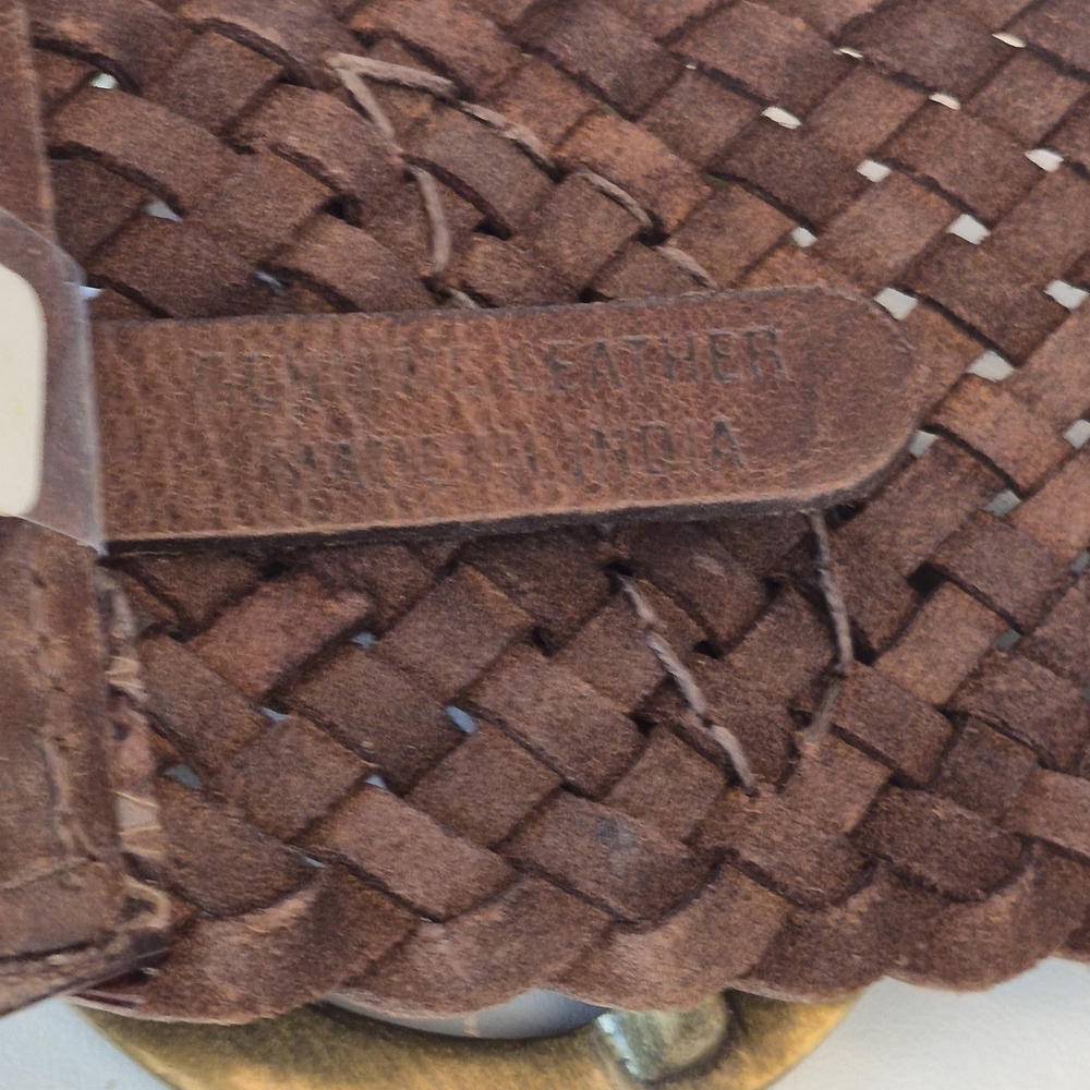 NWT Jessica Simpson 3 Inch Wide Brown Woven Belt with Gold Buckle XL - Picture 5 of 6